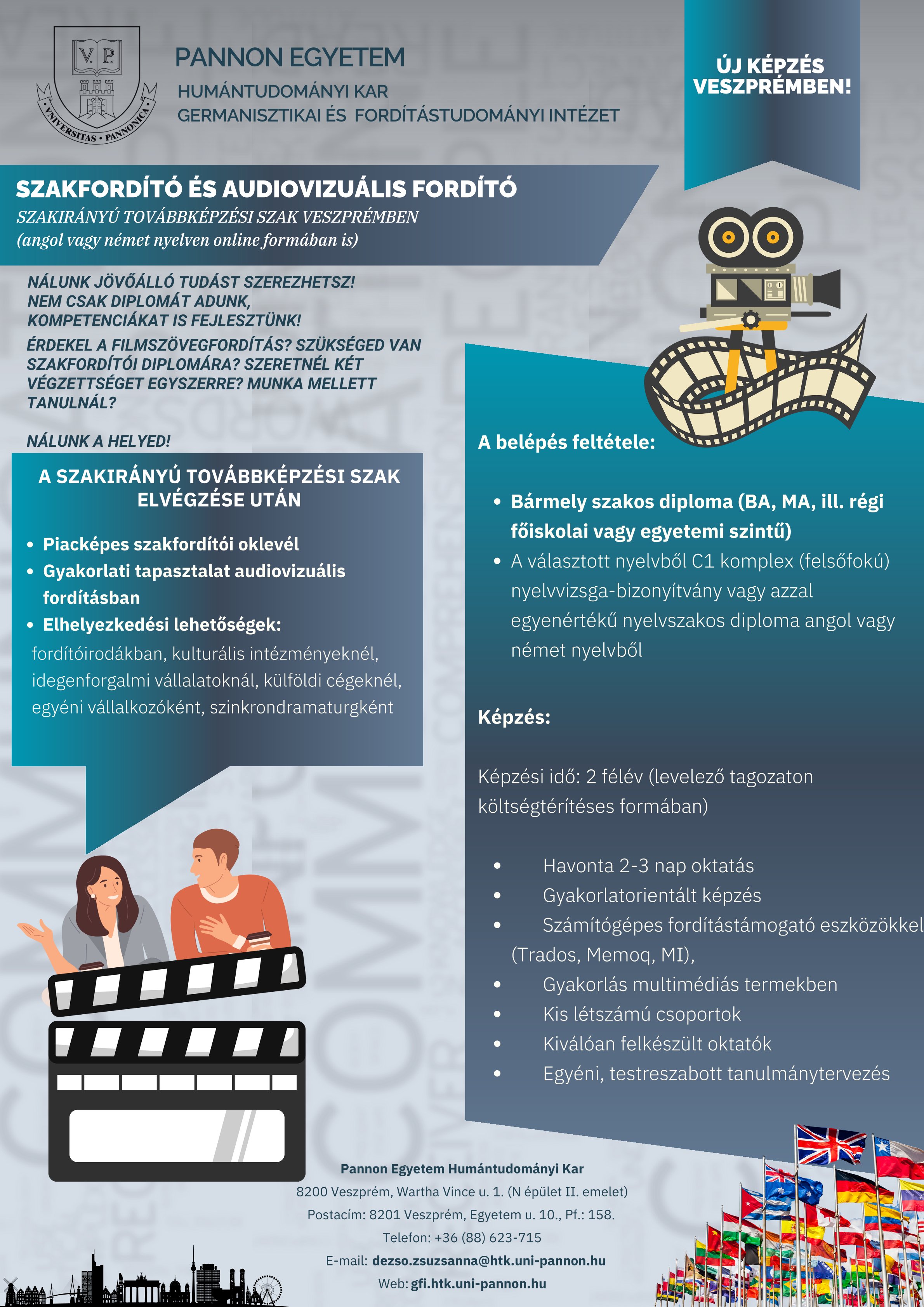 SZEPTEMBERTŐL! Szakfordító és audiovizuális fordító szakirányú továbbképzési szak (angol vagy német nyelven)